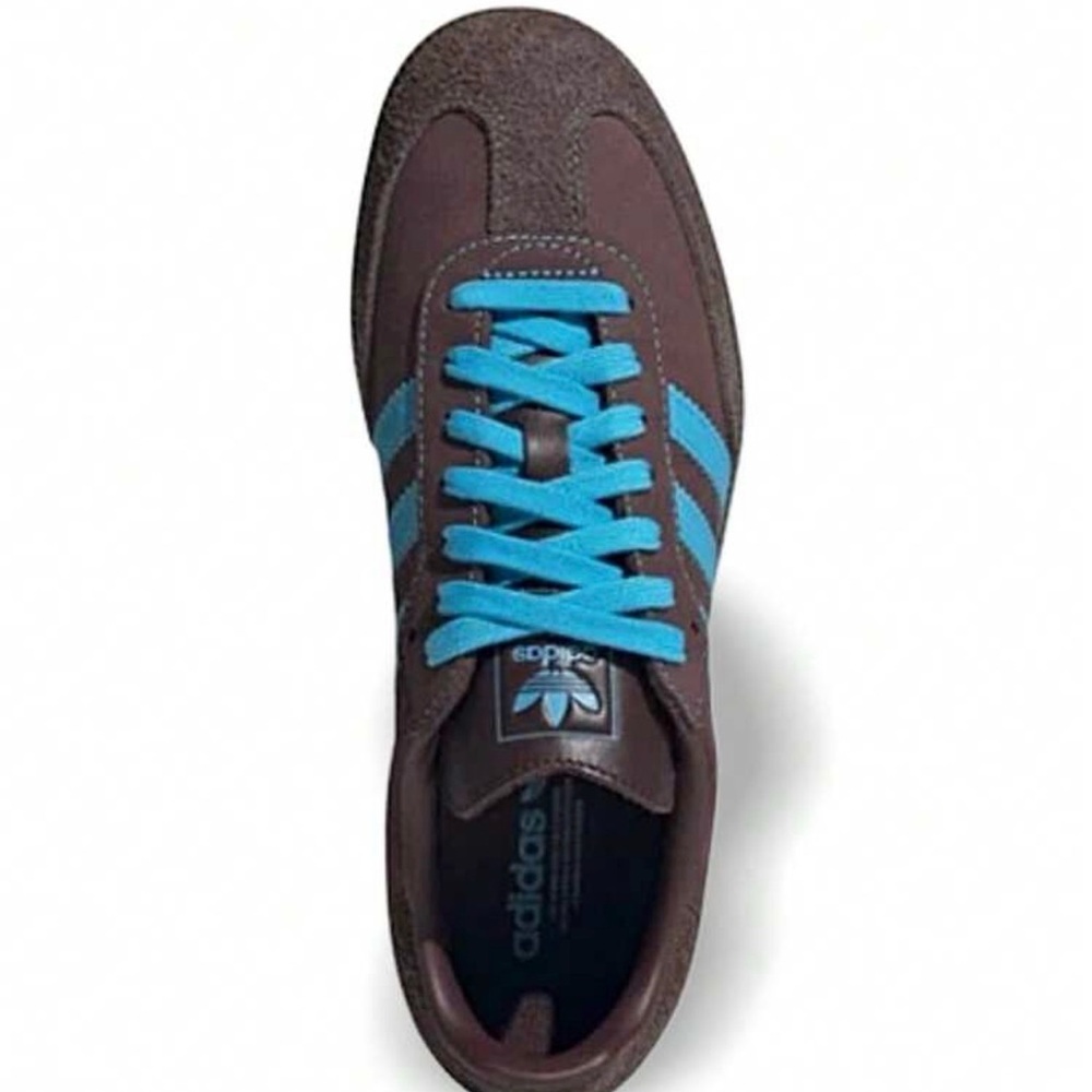 Adidas Samba Brown with Blue Stripes - Picture 4 of 5